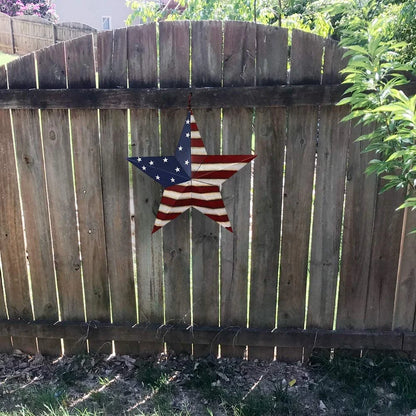 Patriotic Metal Barn Star Wall Decor, 12Inch Hanging Country Rustic Metal Star for July 4Th Decoration