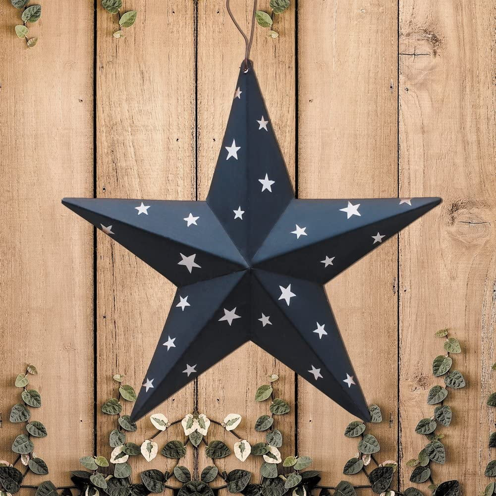 Patriotic Metal Barn Star Wall Decor, 12 Hanging Ry Rustic Metal Star for July 4Th Decoration (Blue)