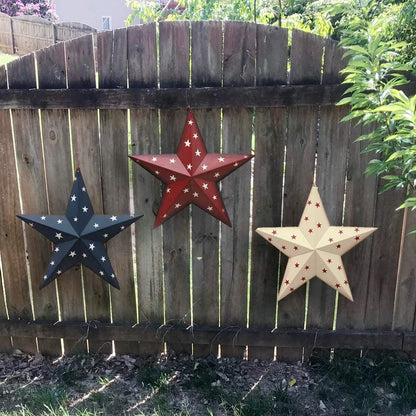 Patriotic Metal Barn Star Wall Decor, 12 Hanging Ry Rustic Metal Star for July 4Th Decoration (Blue)