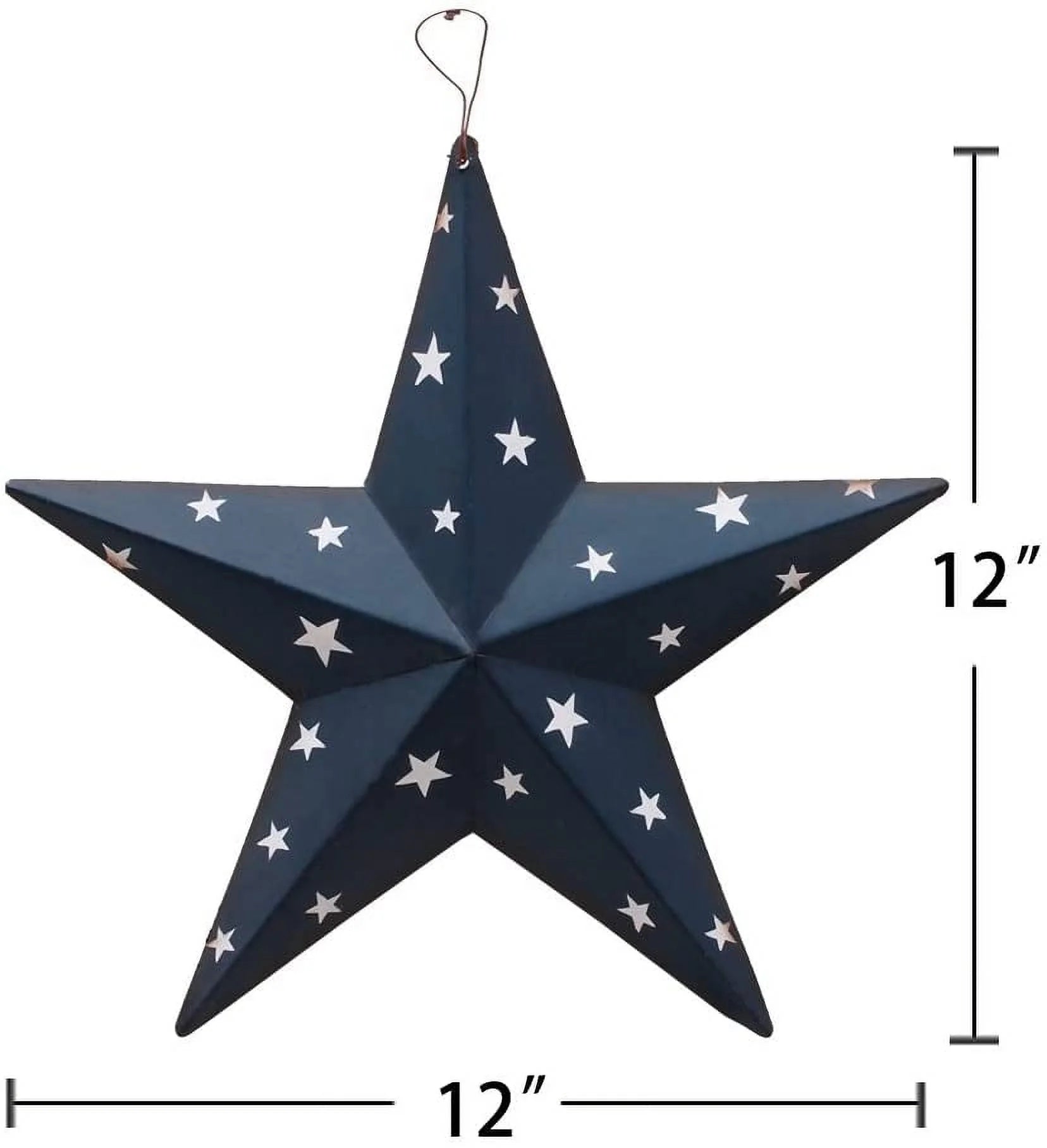 Patriotic Metal Barn Star Wall Decor, 12 Hanging Ry Rustic Metal Star for July 4Th Decoration (Blue)