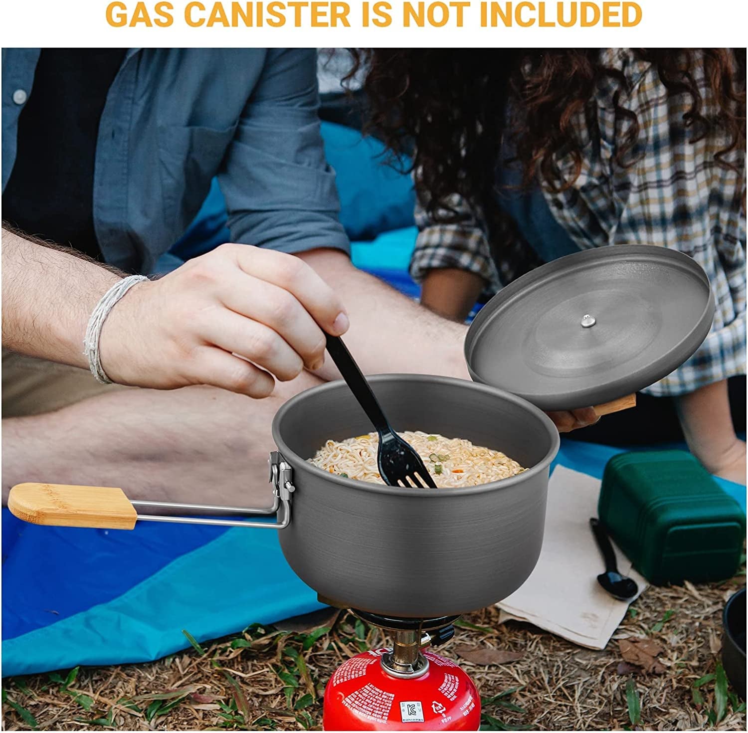7Pcs Camping Cookware Mess Kit