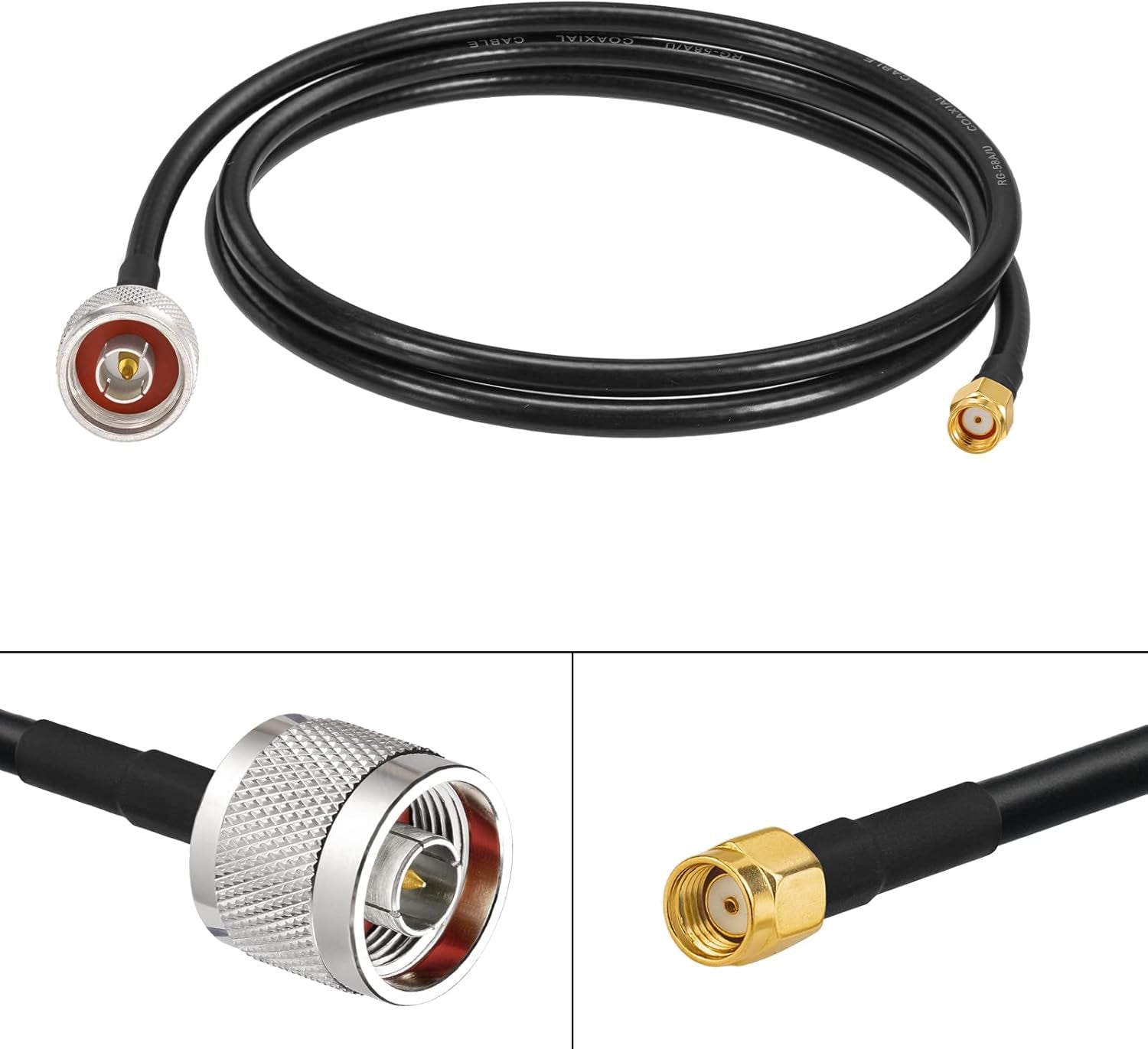 RP-SMA Male with Female Pin to N Type Male Plug RG58 Coax Cable 3 Feet