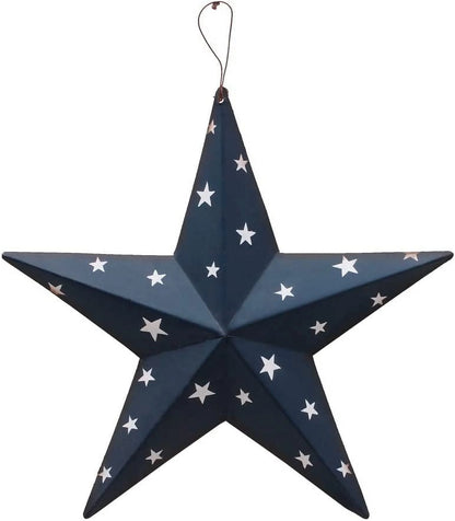 Patriotic Metal Barn Star Wall Decor, 12 Hanging Ry Rustic Metal Star for July 4Th Decoration (Blue)