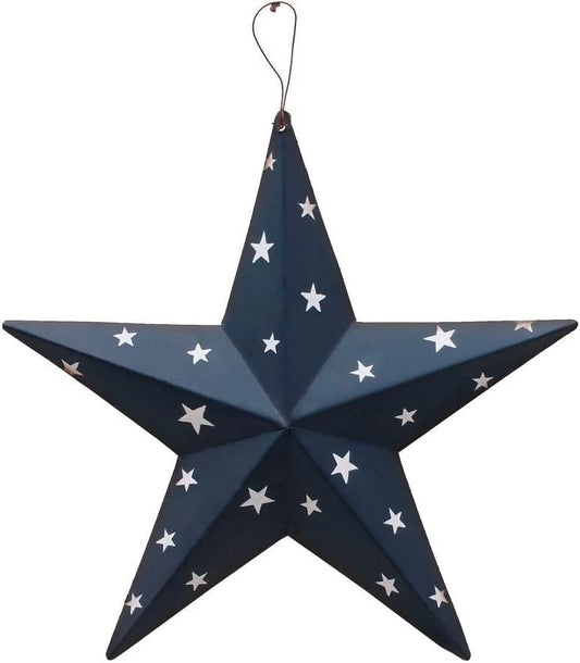 Patriotic Metal Barn Star Wall Decor, 12 Hanging Ry Rustic Metal Star for July 4Th Decoration (Blue)