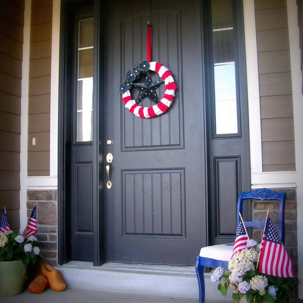 Patriotic Metal Barn Star Wall Decor, 12 Hanging Ry Rustic Metal Star for July 4Th Decoration (Blue)