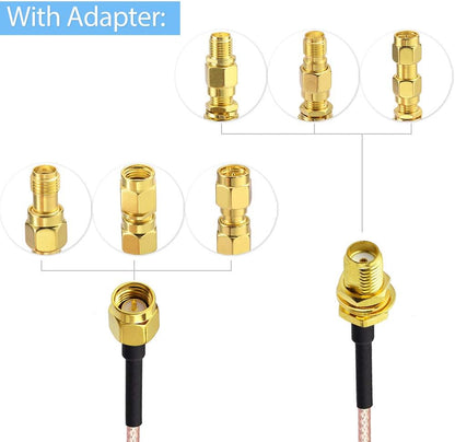 SMA Male to Female RF Coaxial Cable 12Inches + 5Pcs Adapter Kit