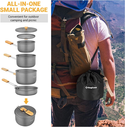 7Pcs Camping Cookware Mess Kit