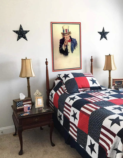 Patriotic Metal Barn Star Wall Decor, 12 Hanging Ry Rustic Metal Star for July 4Th Decoration (Blue)