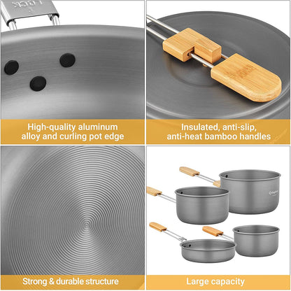 7Pcs Camping Cookware Mess Kit