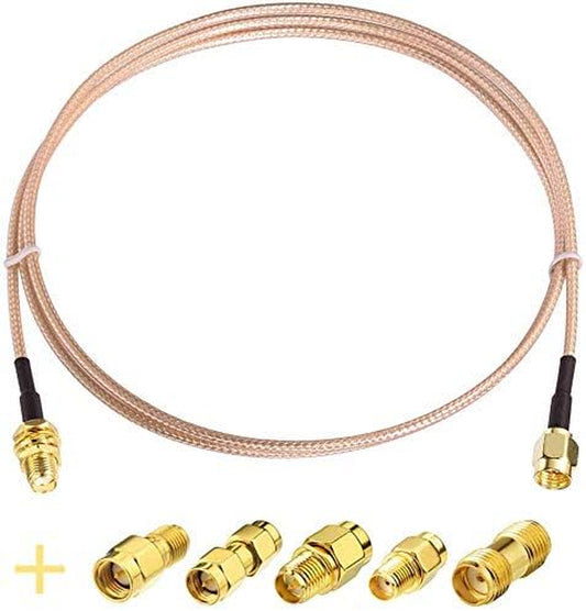 SMA Male to Female RF Coaxial Cable 12Inches + 5Pcs Adapter Kit