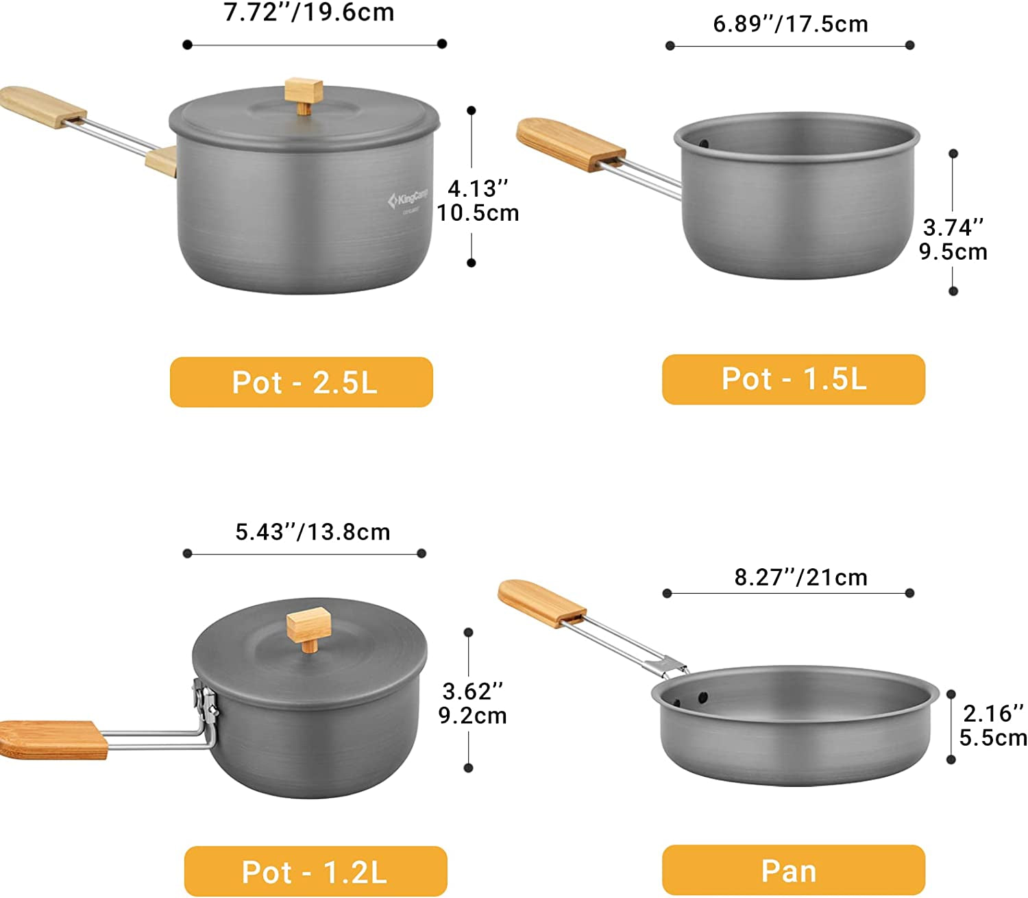 7Pcs Camping Cookware Mess Kit