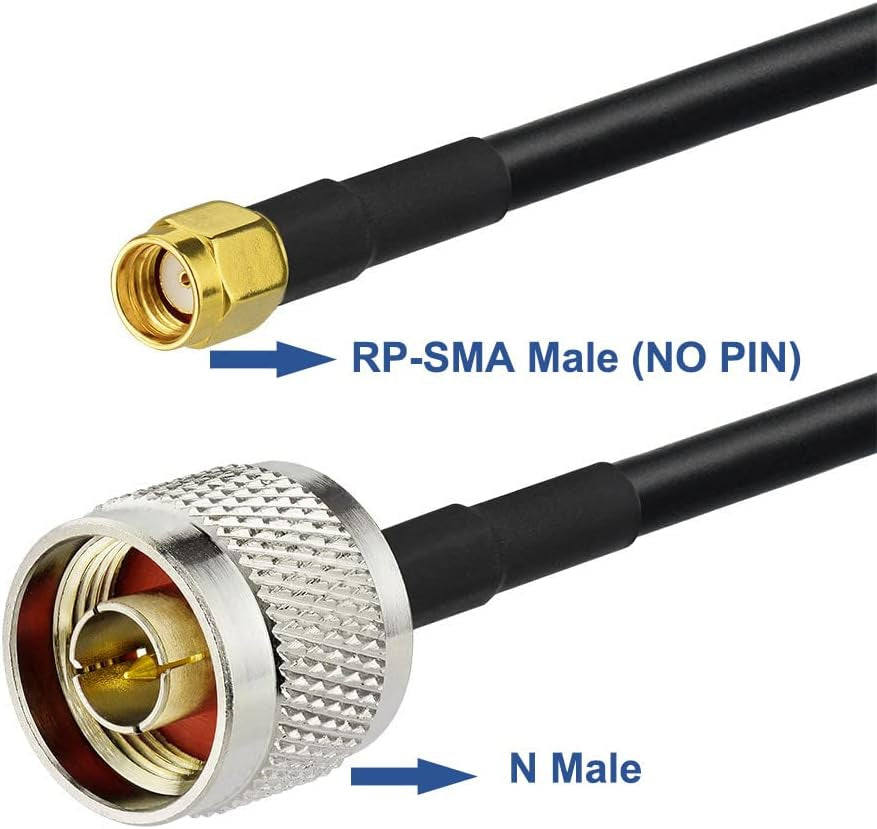 RP-SMA Male with Female Pin to N Type Male Plug RG58 Coax Cable 3 Feet